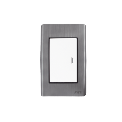 Placa de policarbonato con Interruptor sencillo 10 A/ 127 V CA ~ 60 Hz / Carcasa de Acero.