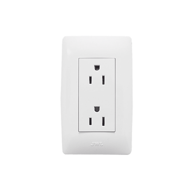 Placa con Tomacorrientes Duplex 15 A/ 127 V CA ~ 60 Hz /  2 P + T / Color Blanco.
