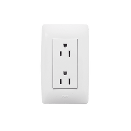 Placa con Tomacorrientes Duplex 15 A/ 127 V CA ~ 60 Hz /  2 P + T / Color Blanco.