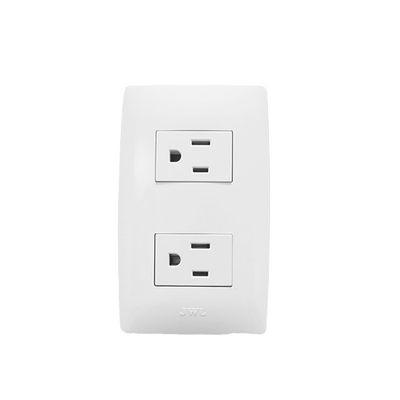 Placa con 2 Tomacorrientes 15 A/ 127 V CA ~ 60 Hz /  2 P + T / Color Blanco.