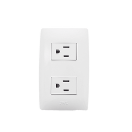 Placa con 2 Tomacorrientes 15 A/ 127 V CA ~ 60 Hz /  2 P + T / Color Blanco.