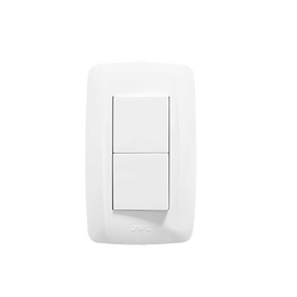Placa con 2 Interruptores Escalera 10 A/ 127 V CA ~ 60 Hz /  1 1/2 Módulos / Color Blanco.