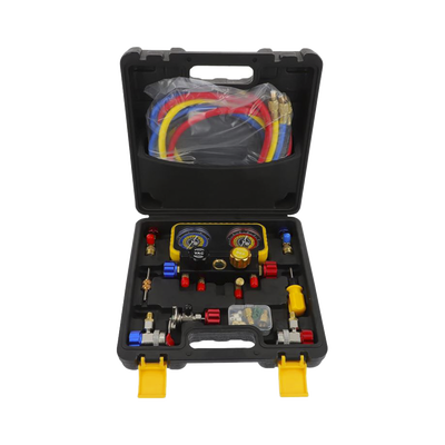 kit de Manometro de 4 vias con Accesorios para Gas refrigerante  R410A/ R32/ R134A/R22