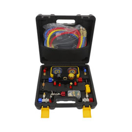 kit de Manometro de 4 vias con Accesorios para Gas refrigerante  R410A/ R32/ R134A/R22