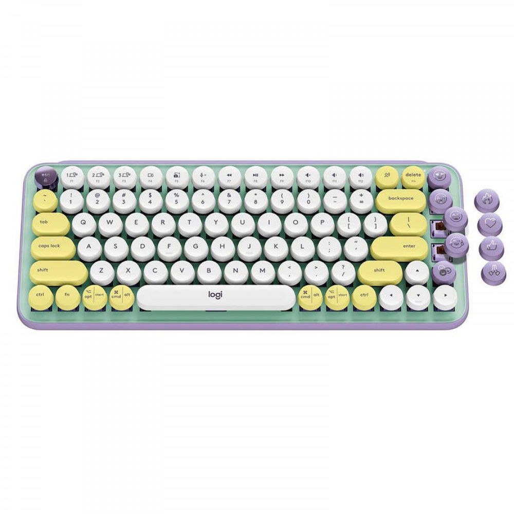 Teclado Inalámbrico POP Keys Logitech USB - Bluetooth LE - Bluetooth 5.1 - Diseño Ergonómico Color Morado