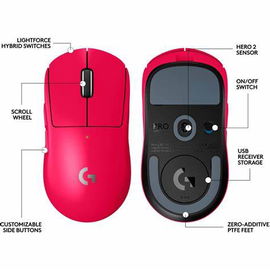 Mouse Óptico Inalámbrico Logitech G PRO X SUPERLIGHT 2 LIGHTSPEED con Receptor USB 2.4 GHz - Color Magenta