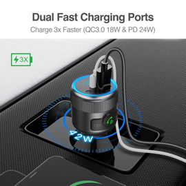 Kit Manos Libres para Auto con Puertos de Carga Rápida Duales (PD + QC3.0 USB) ARGOM Kit Manos Libres para Auto con Puertos de Carga Rápida Duales (PD + QC3.0 USB) ARGOM
