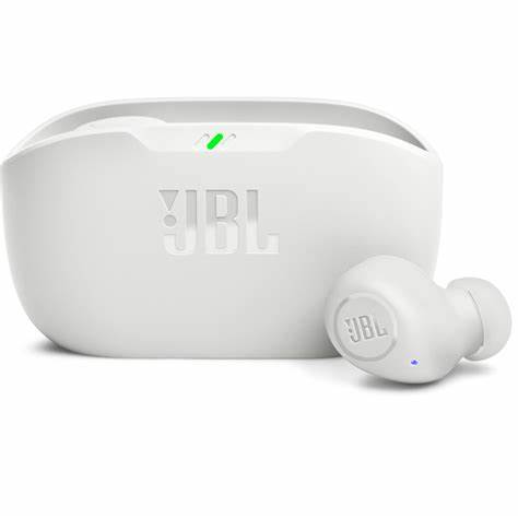 JBL Vibe Buds 2 – Auriculares inalámbricos con cancelación de ruido. Sonido potente, diseño compacto y elegante en color blanco.