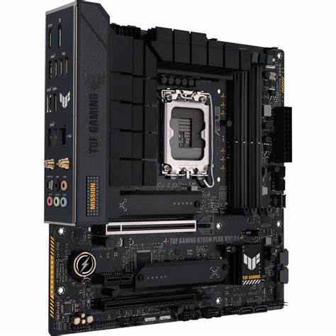ASUS TUF GAMING B760-PLUS WIFI - Placa base - ATX - Socket LGA1700 - B760 Chipset - USB-C 3.2 Gen 2x2, USB 3.2 Gen 2, USB 3.2 Gen 1, USB-C 3.2 Gen2 - 2.5 Gigabit LAN, Wi-Fi 6, Bluetooth - Tarjeta gráfica (CPU necesaria) - HD Audio (8-canales)