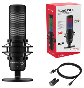 HyperX QuadCast S - Micrófono - USB - gris, negro - para Victus by HP Laptop 15, 16; Laptop 14, 15, 17; Pavilion x360 Laptop; Pro 290 G9