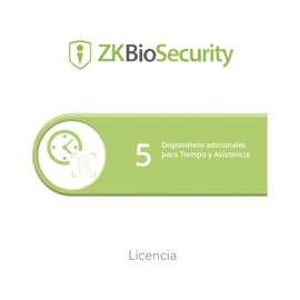 Licencia para ZKBiosecurity permite gestionar hasta 5 dispositivos para tiempo y asistencia