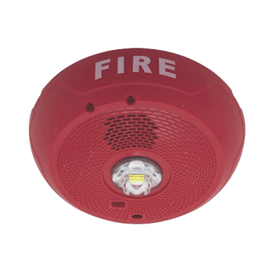 Sirena con Lámpara LED Estroboscópica, Montaje en Techo, Nivel de Candelas Seleccionable, Color Rojo, Nuevo Diseño Moderno y Elegante y Menor Consumo de Corriente