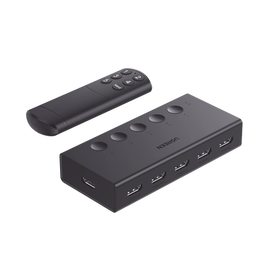 Conmutador HDMI 5X1 | 4K@60Hz | HDMI 2.0, 1.4 |  HDCP 2.2, 1.4 | VRR | Dynamic HDR | 3D | CEC | EDID | IR 10m | 18Gbps | Cambio Manual y por Control Remoto |  Incluye Cable de Alimentación USB.