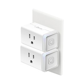 Kit de 2 Mini tomacorriente inteligente Wi-Fi, 100 - 120V~, 50/60Hz, 15.0A, compatible con Amazon Alexa y Google Assistant, color blanco.