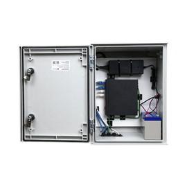 KIT de Gabinete de Poliéster (300 x 400 x 200 mm) + Controlador de Carga con Switch PoE (5) + Batería de 12V 7Ah