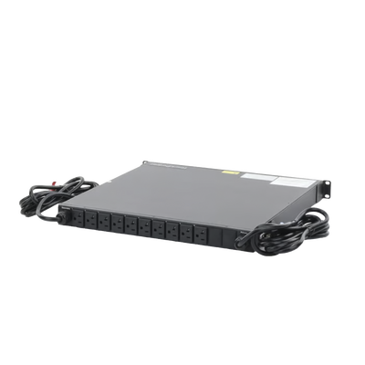 PDU Monitoreable de Transferencia Automática ATS (Fuente Redundante), Con 10 Salidas 5-15R,   Enchufes de Entrada L5-15P, Instalación Horizontal de 19in, 1UR, 15 Amp, 120 Vca