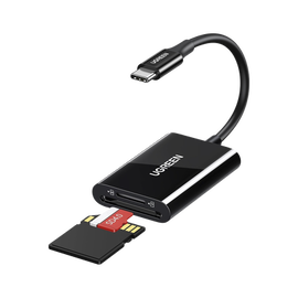 Lector de Tarjetas USB-C 3.1 | Soporta Micro-SD (TF) /SD | 5Gbps | 170 MB/s | OTG | Soporta hasta 2TB | Admite intercambio en Caliente | 2 tarjetas simultaneas | Soporta Windows/Mac OS/Linux | Color Negro.