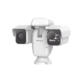 PTZ Punta de Poste IP Dual / Lente Térmico 100 mm (640 X 512) / Lente Óptico 56X Zoom (4 MP) / 800 mts IR Laser / 24 VCA / IP66 / Recubrimiento Anticorrosivo