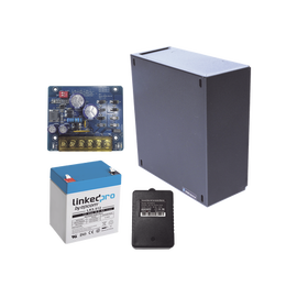 Kit con fuente PLB2 con salida de 12 Vcc a 2.5 Amper, incluye transformador y batería de 12 V a 5.5 Amper
