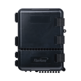Caja de Distribución de Fibra Óptica para 24 Empalmes, con 8 acopladores SC/APC simplex, Exterior IP55, Color Negro