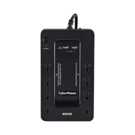 UPS de 650 VA/390 W, Topología Standby con Modo Ahorrador ECO, Entrada 120 Vca NEMA 5-15P, Con 8 Tomas NEMA 5-15R
