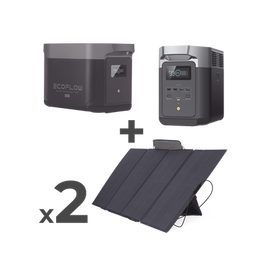 Kit de Estación de Energía Portátil 2048Wh + Batería Externa 2048Wh + 2 Paneles Solares Flexibles 400W (4096Wh, 800W Totales)