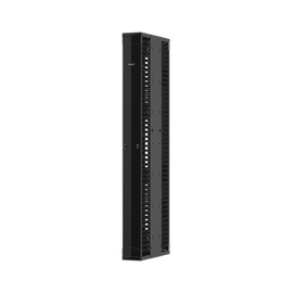 Organizador Vertical PatchRunner™ Mejorado, Doble (Frontal y Posterior), Para Rack Abierto de 45 Unidades, 12in de Ancho, Color Negro