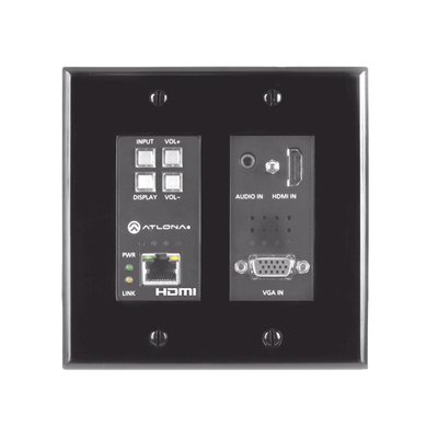 (TX ONLY) TWO-INPUT WALL PLATE SWITCHER FOR HDMI AND VGA SOURCES (BLACK)