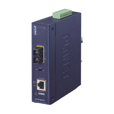 1000BASE-X to 10/100/1000BASE-T 802.3at PoE+ Industrial Media Converter