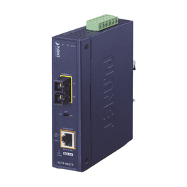 1000BASE-X to 10/100/1000BASE-T 802.3at PoE+ Industrial Media Converter