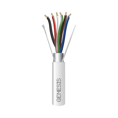 Bobina de 305 Metros / Cable de Cobre / 6 x 18 AWG  / Para Interior / Color Blanco / Blindado / Para Aplicaciones de Alarmas de Intrusión/Control de Acceso/ Automatización / Interfonos y Tv Porteros