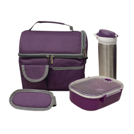 SET DE 2 LONCHERA DE 9 PULG. INCLUYE UN CILINDRO DE ACERO INOXIDABLE, UN RECIPIENTE DE PLÁSTICO PARA ALIMENTOS