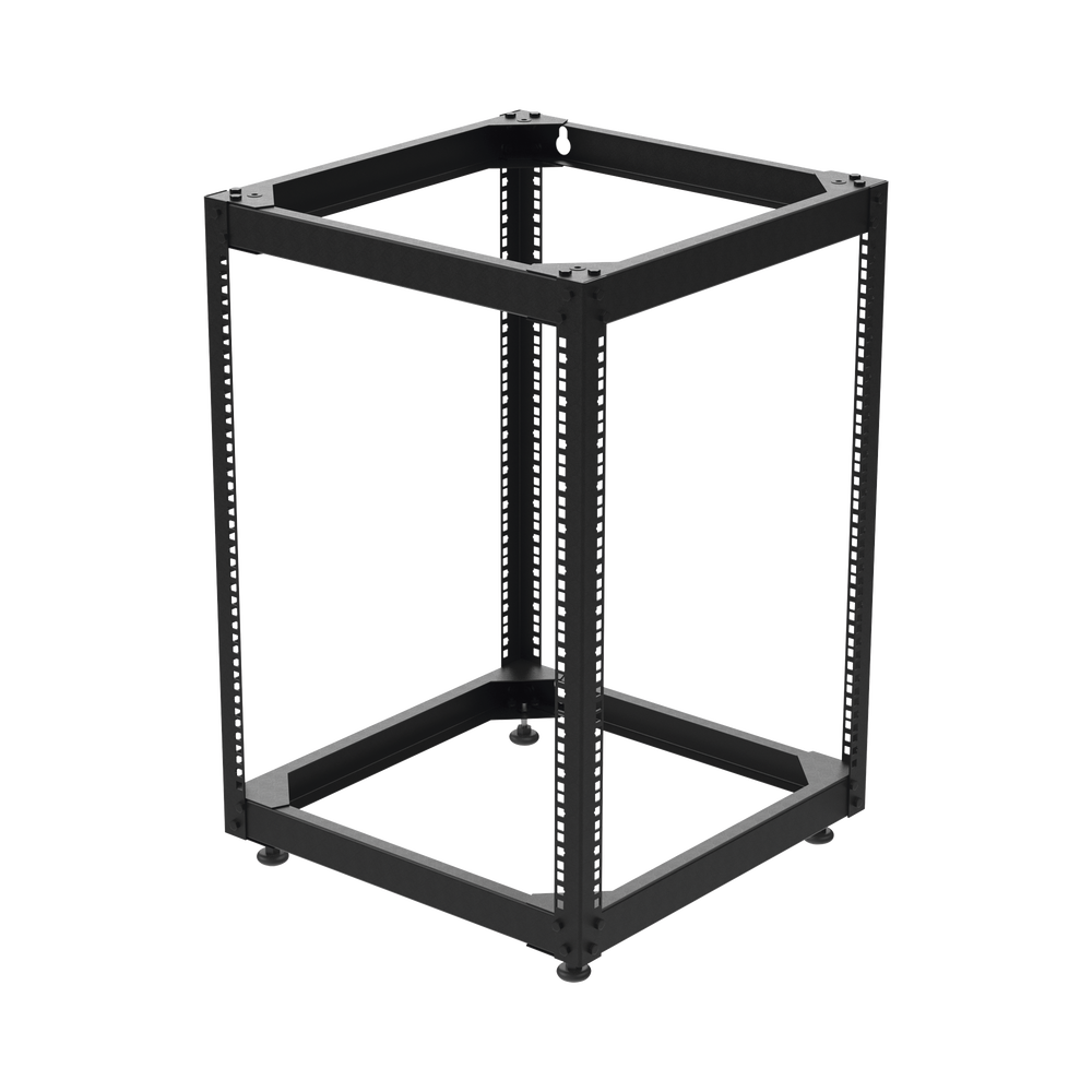 Rack Abierto de 4 Postes Instalación Pared o Piso de 14 Unidades, ¡Ideal para Equipo de Audio!
