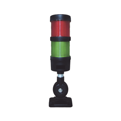 Barra Led Indicadora de estado color Rojo y Verde, con Buzzer integrado, a 100-240 VAC con Montaje incluido de 60 mm de diámetro