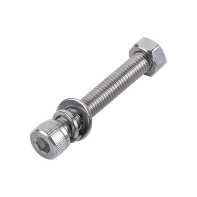 Tornillo Allen Milimétrico de Acero Inoxidable  M8-1.25 x 40/ Con Tuerca, Arandela de Presión y Plana / Para Montajes de Módulos Foto Voltaicos .