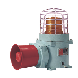 Combinación de baliza LED color Ámbar con patrón fijo y flasheante con sirena electrónica, máx. 118 dB para zonas peligrosas a 120 VCA