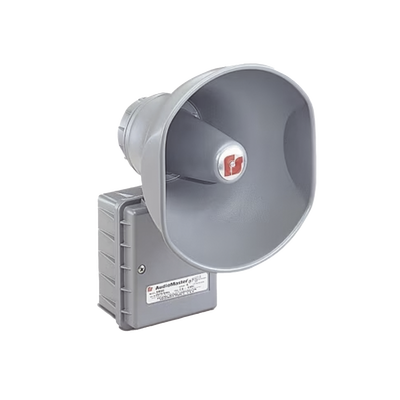 AudioMaster® Altavoz de bocina reentrante para megafonía y anunciamiento publico, 30W de Potencia, Listado contra incendios UL, Color Gris