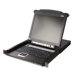 Consola LCD single rail con switch KVM integrado |VGA PS/2-USB de 8 puertos | Conexión Daisy Chain | Módulo LCD 17