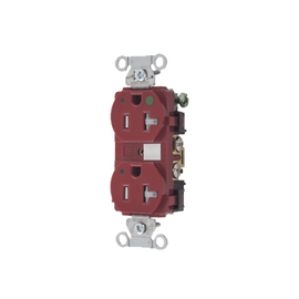 Contacto Duplex  de 20 A 125 V CA/ A prueba de Manipulaciones / Nema 5-20R / Grado Hospitalario / Color Rojo.