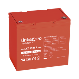 Batería 12 V / 55 Ah / UL / Tecnología AGM-VRLA / Vida útil promedio de 5 años / Retardo a la flama / Para uso en equipo electrónico, Alarmas de Intrusión / Incendio/ Control de acceso / Video Vigilancia / T2