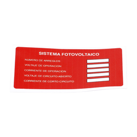 Etiqueta de Sistema fotovoltaico/ Paquete con 20