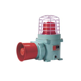 Combinación de baliza LED color Rojo con patrón fijo y flasheante con sirena electrónica, máx. 118 dB para zonas peligrosas a 120 VCA