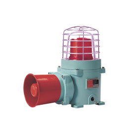 Combinación de baliza LED color Rojo con patrón fijo y flasheante con sirena electrónica, máx. 118 dB para zonas peligrosas A 24 VCD