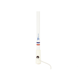 Antena marina VHF en fibra de vidrio en rango de 156 a 163 MHz, Incluye 10 metros de cable y conector PL-259 macho.