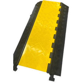 Protector de Cable de 3 Canales / Base de Goma y Tapa de Plástico / Tamaño del Canal 56x55MM / Capacidad de Carga 6.1 Toneladas / Longitud 90 cm / Ancho del Contorno 50 cm / Altura 7.5 cm / Color Amarillo-Negro / Material Hule