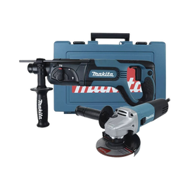 KIT COMBO MAKITA HR2475X4 CON MARTILLO ROTATORIO COMBINADO HR2475 24MM Y ESMERILADORA ANGULAR 9557NB 115MM