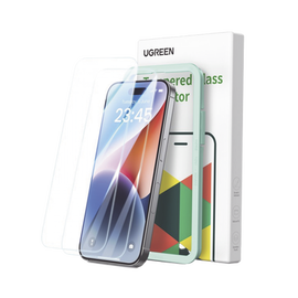 Protector de pantalla UGREEN HD con marco de instalación para iPhone 15 Plus/16 Plus (paquete de 2)