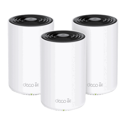 Router Inalámbrico MESH Interior para Hogar / Doble Banda Wi-Fi 6E AX5400 Mbps / 3 Puerto Gigabit WAN/LAN / 4 Antenas Internas / Administración Mediante la App Deco (iOS, Android) / Protección HomeShield