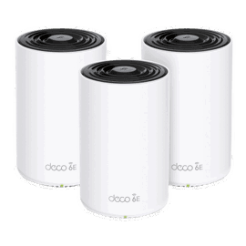 Router Inalámbrico MESH Interior para Hogar / Doble Banda Wi-Fi 6E AX5400 Mbps / 3 Puerto Gigabit WAN/LAN / 4 Antenas Internas / Administración Mediante la App Deco (iOS, Android) / Protección HomeShield