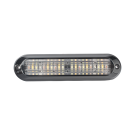 Luz Auxiliar, Ultra Brillante, IP67, 18 LEDs, Tricolor, Color Rojo/Claro/Ambar, con mica transparente y bisel negro